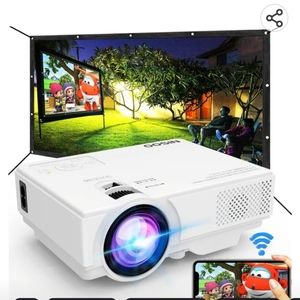 Projector With Wifi Indoor Outdoor Movie Screen Smartphone USB
